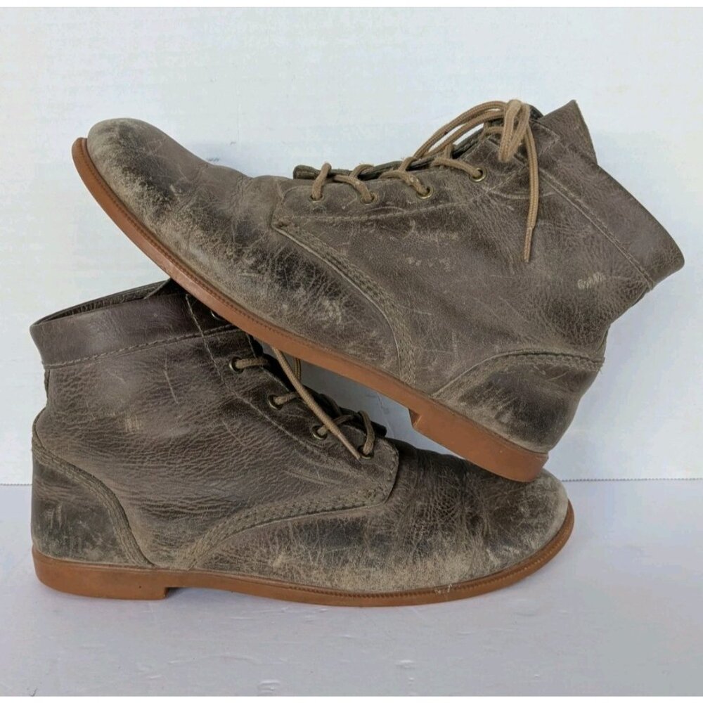 Kodiak Women’s Leather Lace‑Up Ankle Boots Size 8 Distressed Gray - Rubber Sole